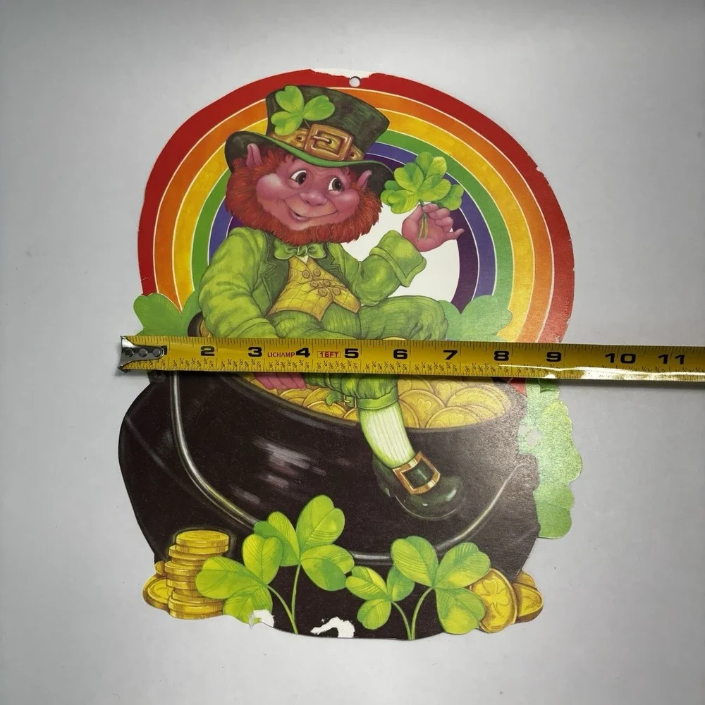 Vintage St Patrick's Day Die Cut Decorations‎ (2) Lephrechaun Teacher Vintage